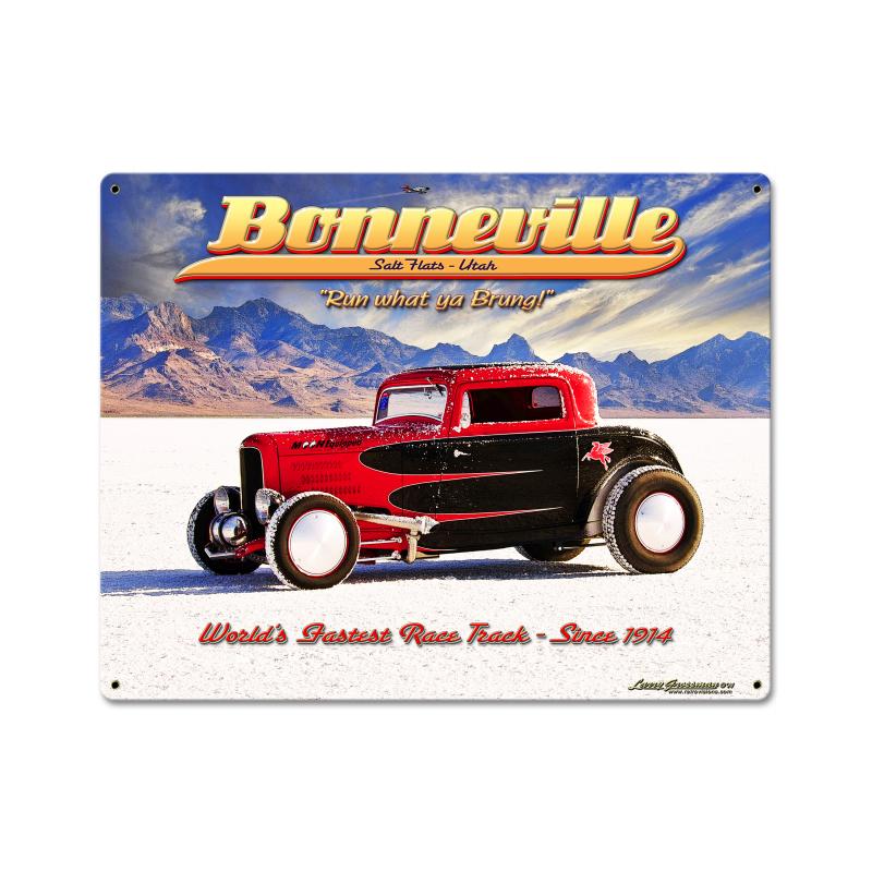 Bonneville, Automotive, Custom Metal Shape, 22 X 28 Inches