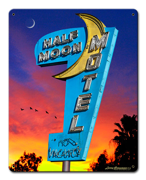 Half Moon Motel, Home and Garden, SATIN METAL SIGN , 12 X 15 Inches