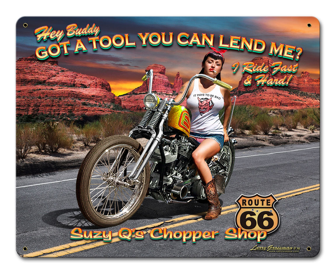 HEY BUDDY GOT A TOOL?, Licensed Products/All American Art by Larry Grossman, SATIN METAL SIGN, 15 X 12 Inches