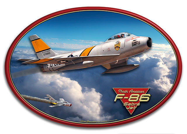3-D F-86 SABER JET 20X12, Licensed Products/All American Art by Larry Grossman, 3D-METAL SIGN, 20 X 12 Inches
