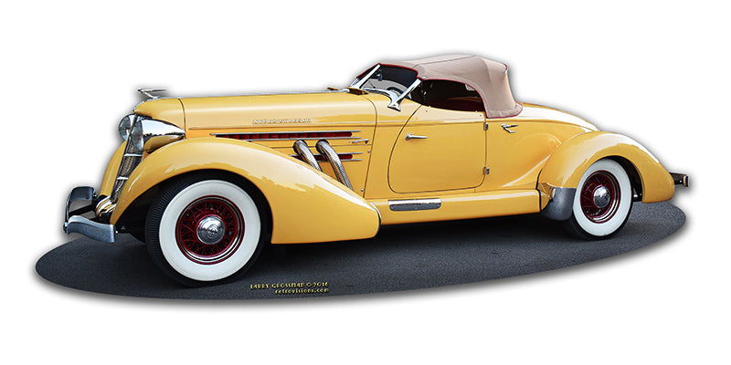 1936 AUBURN SPEEDSTER, Featured Artists/All American Art by Larry Grossman, Plasma, 16 X 6 Inches