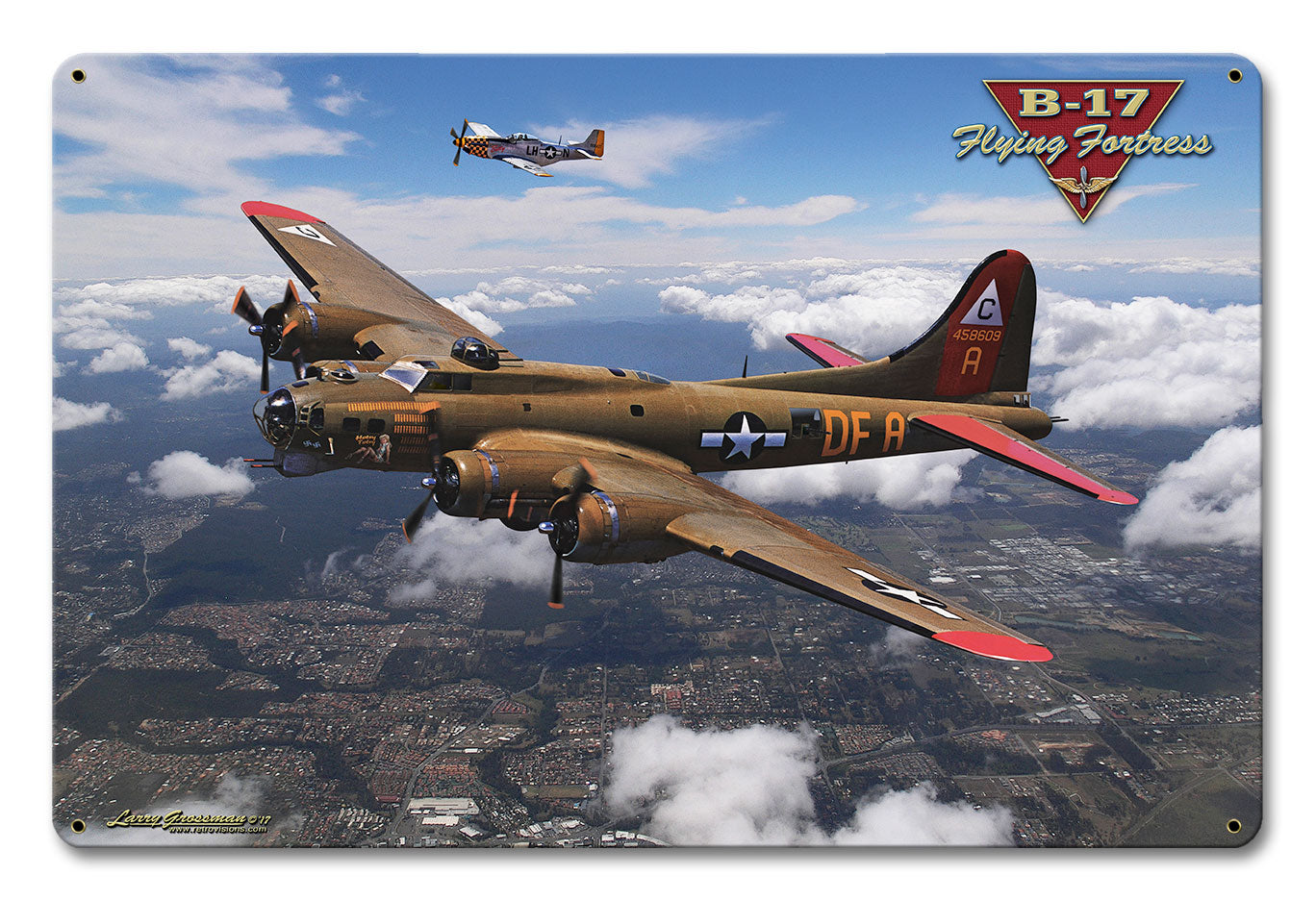 B-17 Flying Fortress, Featured Artists/All American Art by Larry Grossman, Satin, 12 X 18 Inches