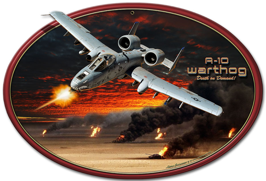 A-10 Warthog Oval Flat, Featured Artists/All American Art by Larry Grossman, Plasma, 17 X 12 Inches