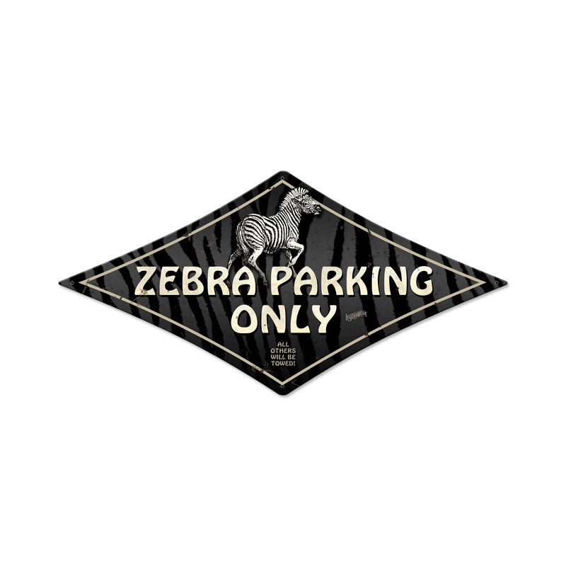 Zebra Parking, Street Signs, Diamond Metal Sign, 14 X 24 Inches