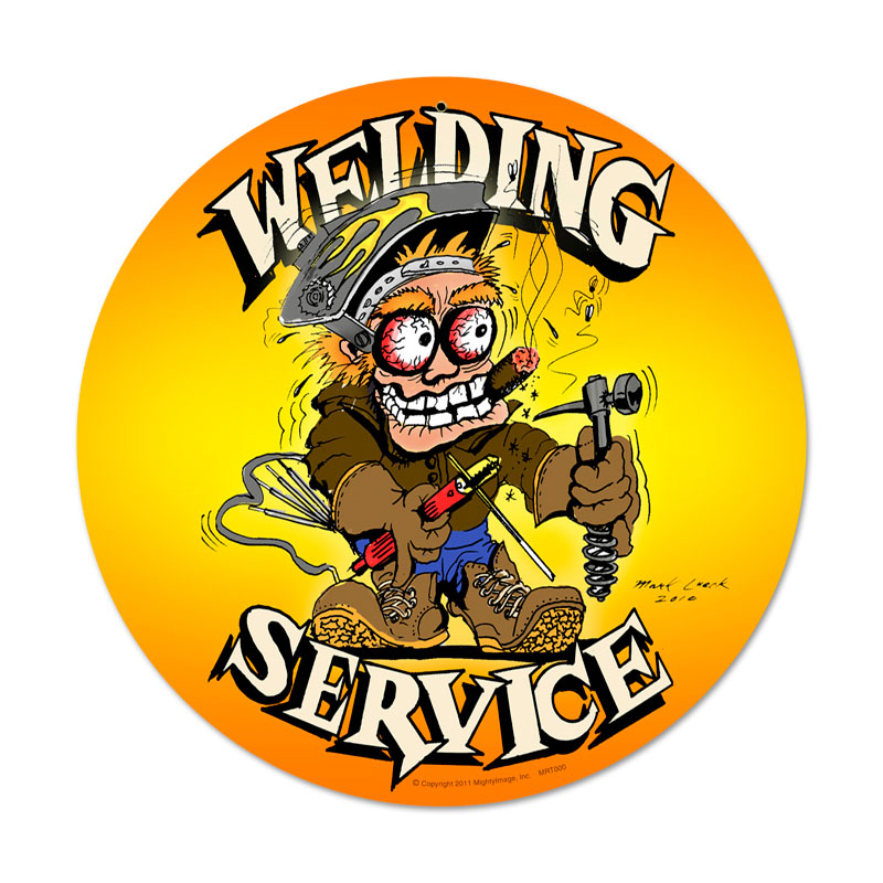 Welding Service, Automotive, Round Metal Sign, 14 X 14 Inches