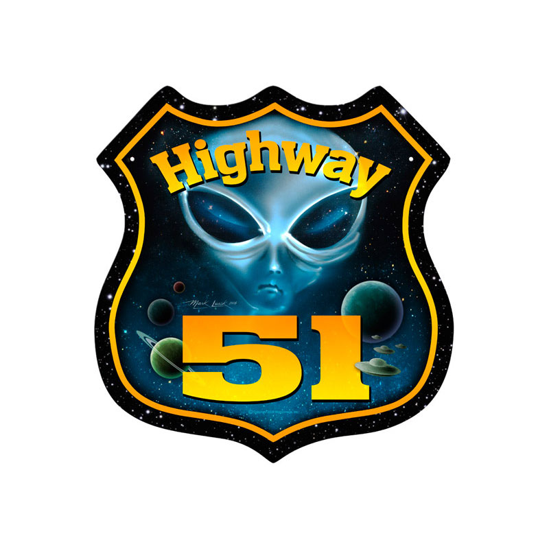 Highway 51, Humor, Shield Metal Sign, 15 X 15 Inches