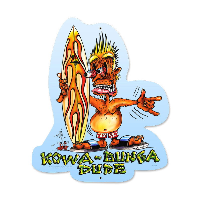 Kawabunga, Sports and Recreation, Custom Metal Shape, 15 X 18 Inches