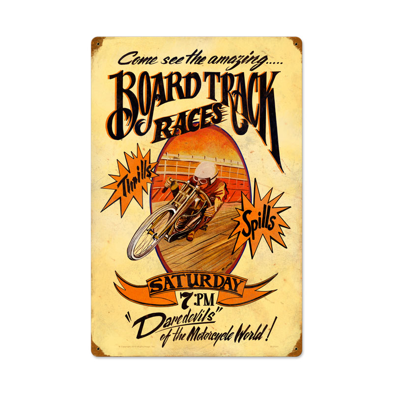 Board Track, Motorcycle, Vintage Metal Sign, 16 X 24 Inches