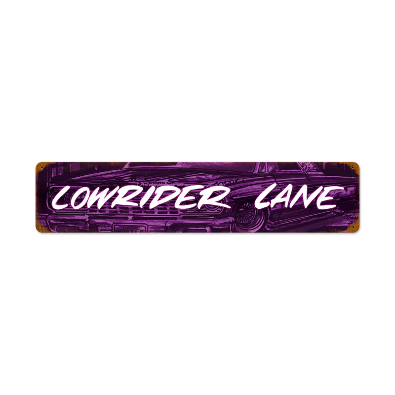 Lowrider Ln, Automotive, Vintage Metal Sign, 28 X 6 Inches