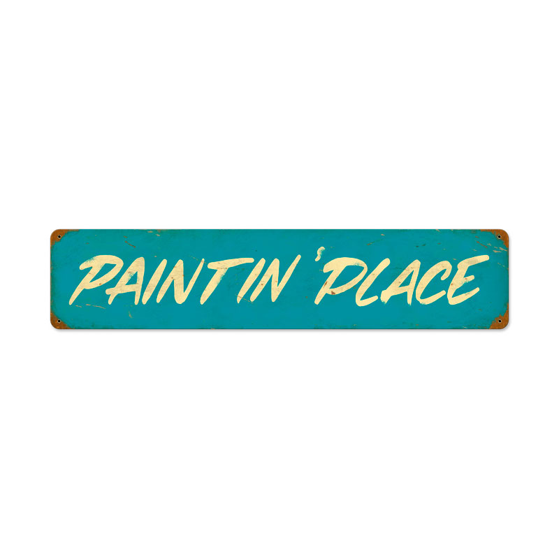 Paintin Place, Automotive, Vintage Metal Sign, 28 X 6 Inches