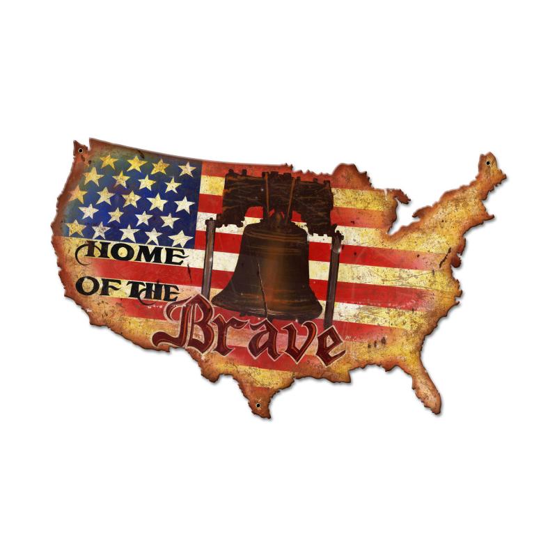 Home Of The Brave, Patriotic, Custom Metal Shape, 25 X 16 Inches