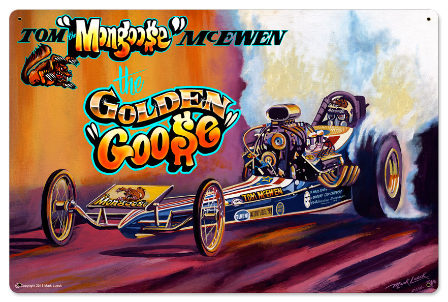 Race Car Mongoose, Automotive, SATIN METAL SIGN , 24 X 16 Inches