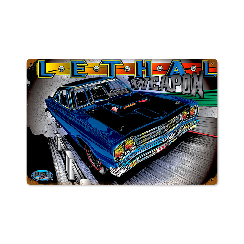 Lethal Weapon, Automotive, Vintage Metal Sign, 18 X 12 Inches