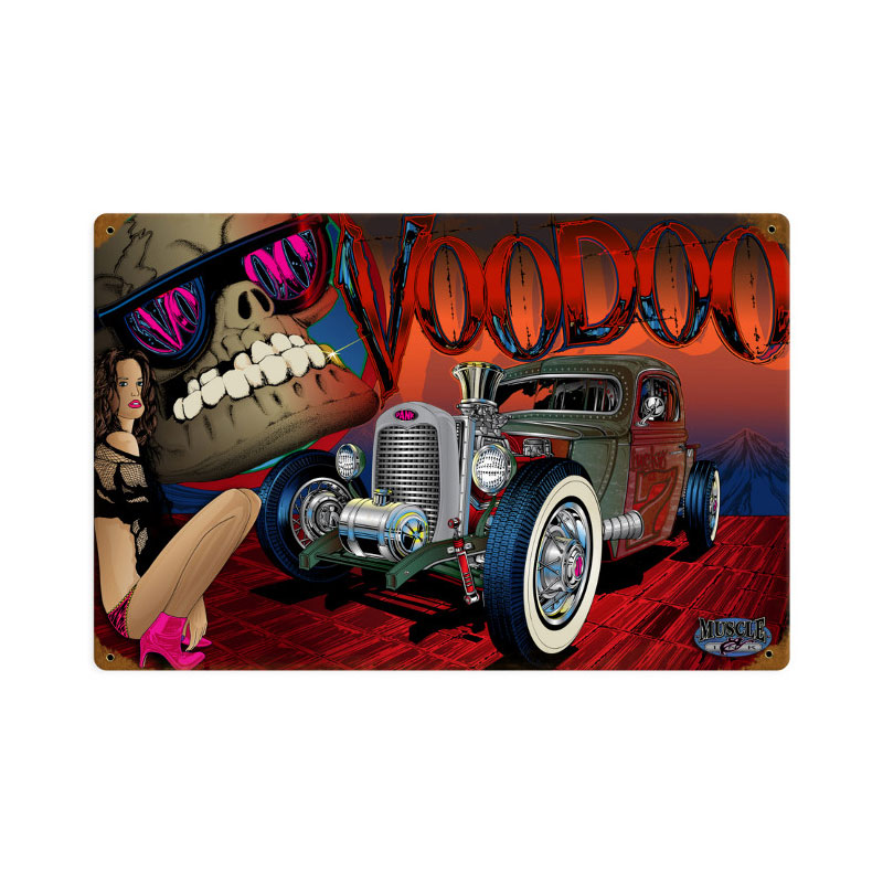 Rat Rod Voodoo, Automotive, Vintage Metal Sign, 18 X 12 Inches