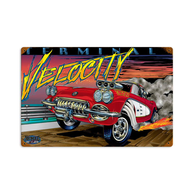 Terminal Velocity, Automotive, Vintage Metal Sign, 18 X 12 Inches