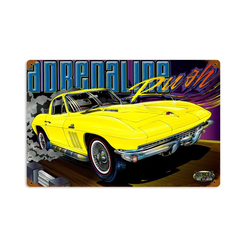 Adrenaline, Automotive, Vintage Metal Sign, 18 X 12 Inches