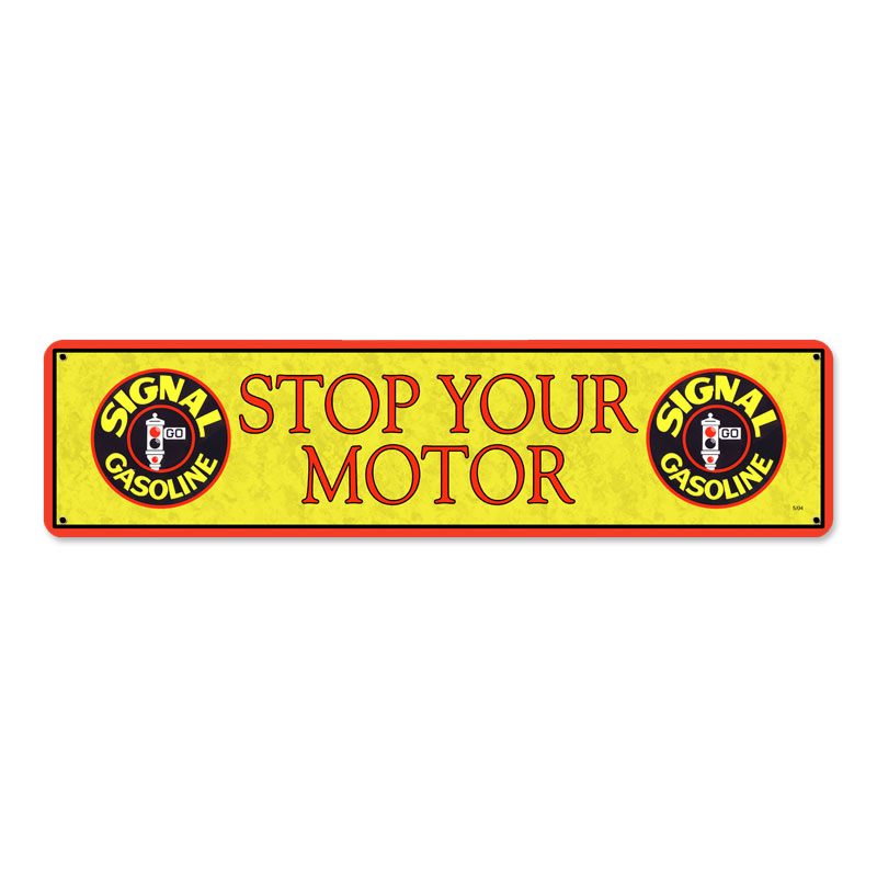 Signal Stop Motor, Automotive, Metal Sign, 20 X 5 Inches