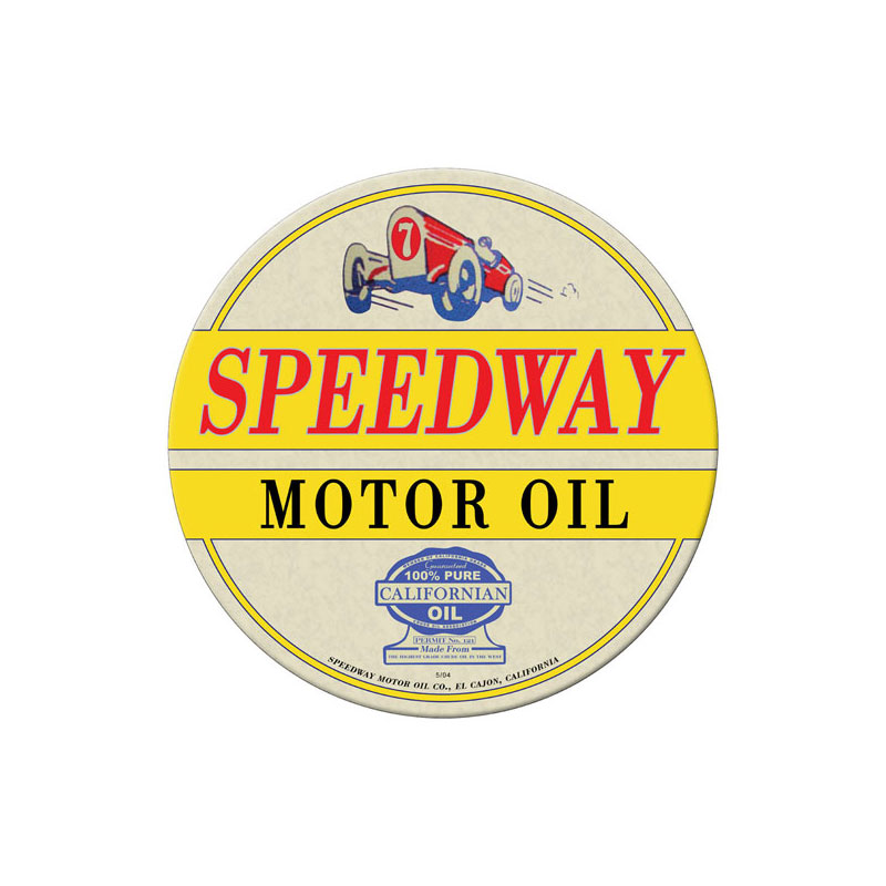 Speedway Oil, Automotive, Round Metal Sign, 14 X 14 Inches