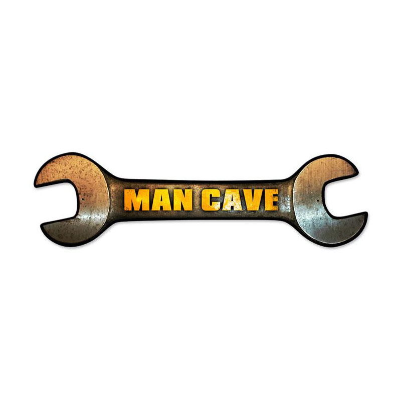 Man Cave Wrench, Automotive, Custom Metal Shape, 24 X 7 Inches