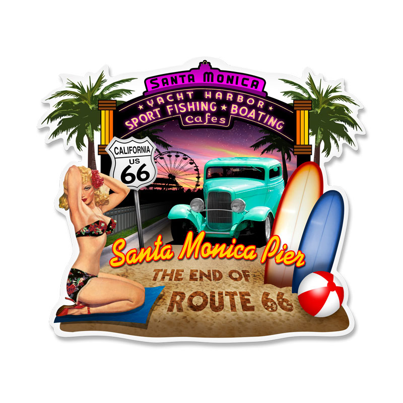 Santa Monica, Pinup Girls, Custom Metal Shape, 15 X 17 Inches