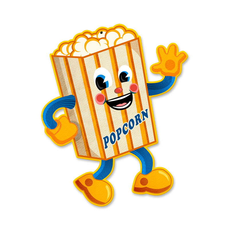 Pop Corn, Food and Drink, Custom Metal Shape, 11 X 14 Inches