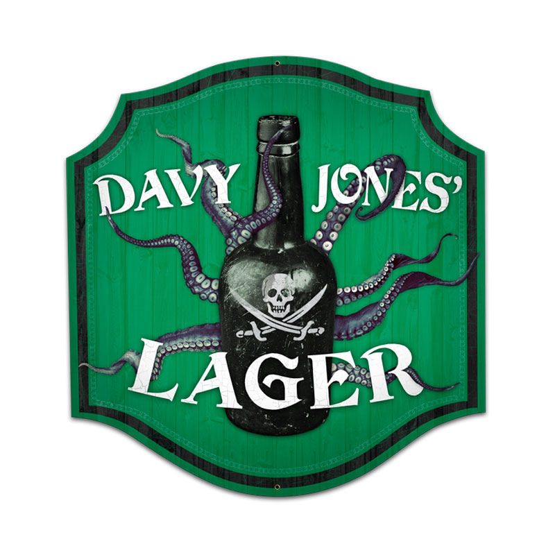 Davey Jones Lager, Bar and Alcohol, Custom Metal Shape, 20 X 20 Inches