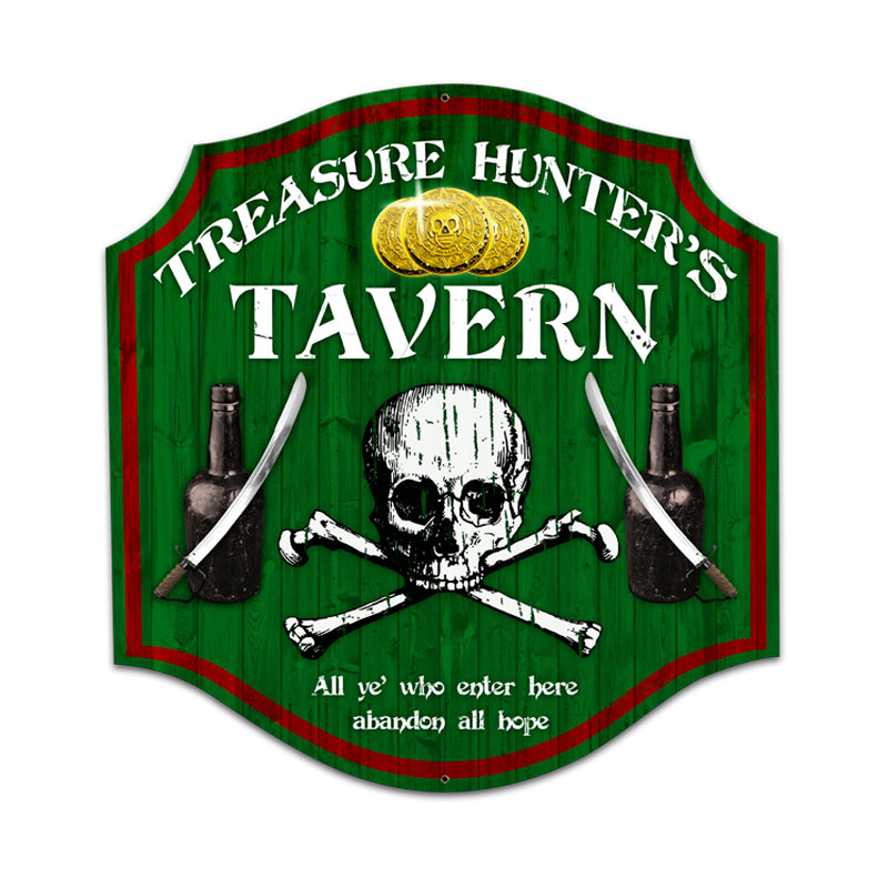 Treasure Hunter, Bar and Alcohol, Custom Metal Shape, 20 X 20 Inches