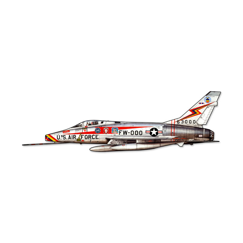 Super Sabre, Aviation, Custom Metal Shape, 24 X 8 Inches