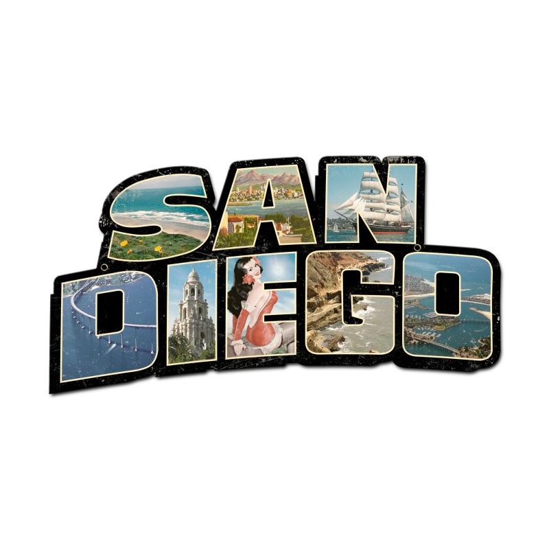 San Diego Landmarks, Travel, Custom Metal Shape, 28 X 15 Inches