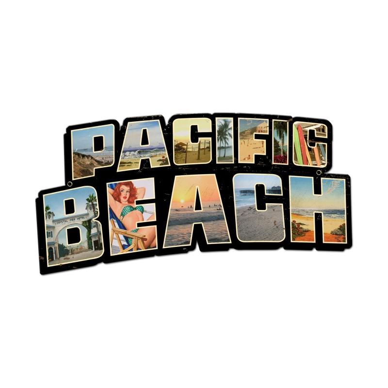 Pacific Beach Landmarks, Travel, Custom Metal Shape, 28 X 15 Inches