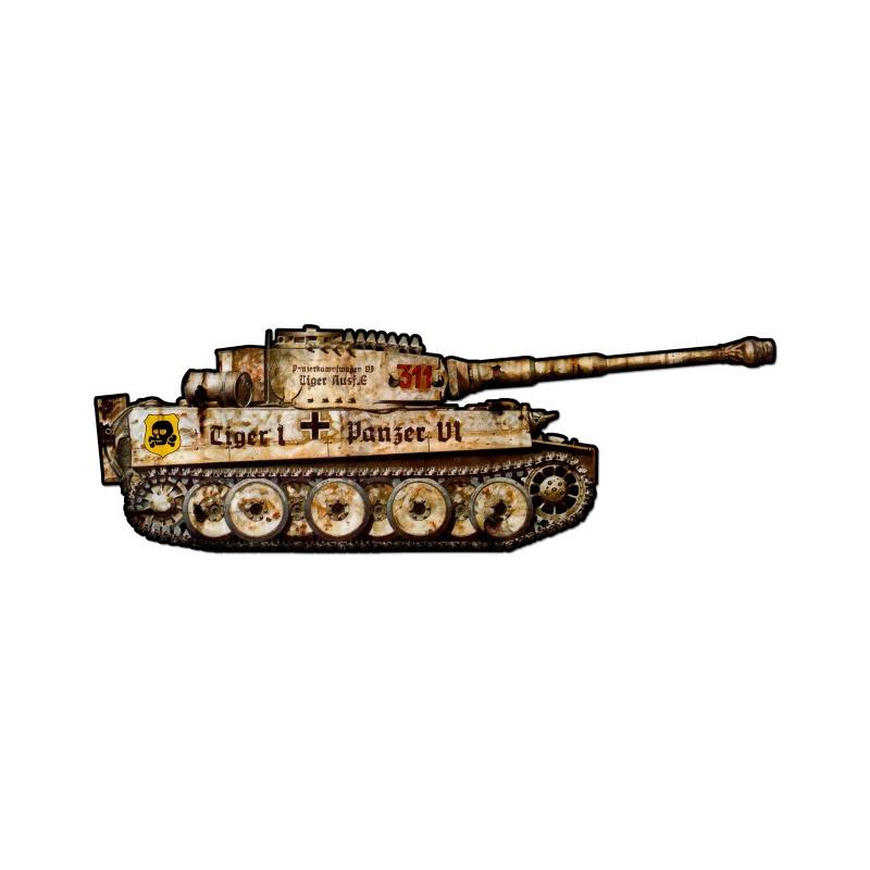 Tiger Tank, Allied Military, Custom Metal Shape, 25 X 8 Inches