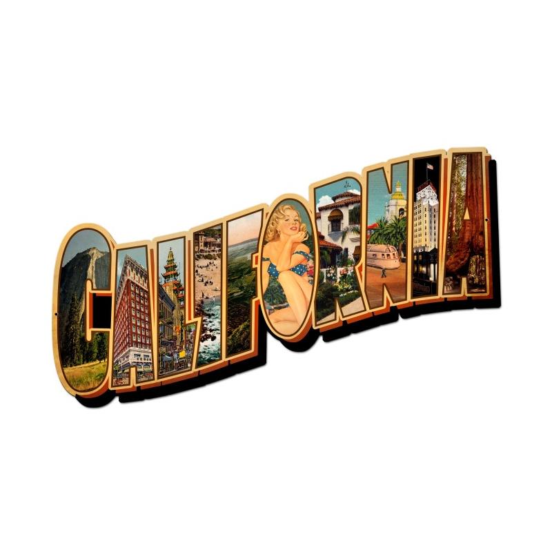 California Landmarks, Travel, Custom Metal Shape, 28 X 15 Inches