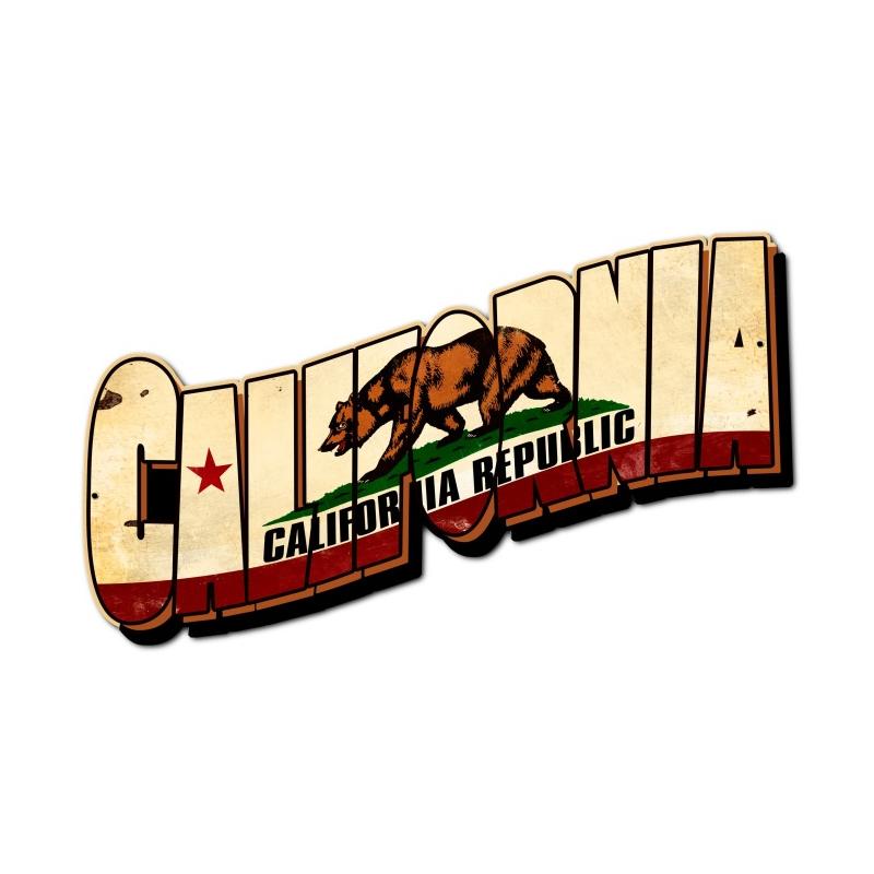 California Bear Flag, Travel, Custom Metal Shape, 28 X 15 Inches