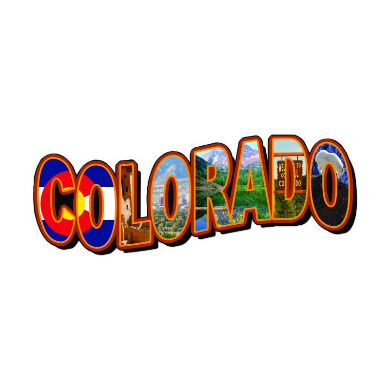 Colorado Landmarks, Travel, Custom Metal Shape, 28 X 12 Inches