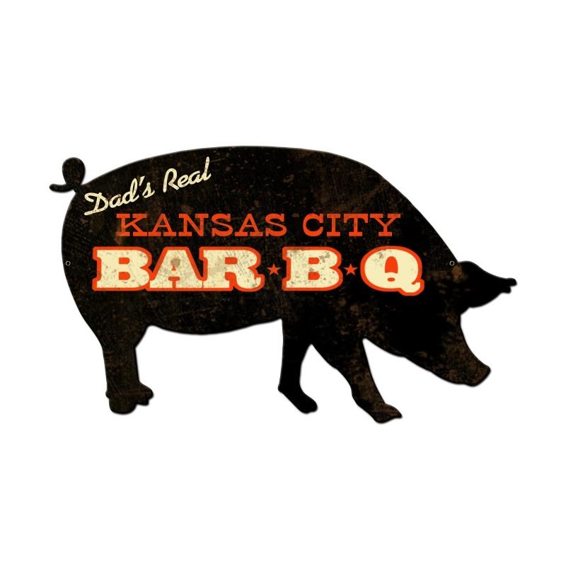 Kansas City BBQ Pig, Home and Garden, Custom Metal Shape, 26 X 15 Inches