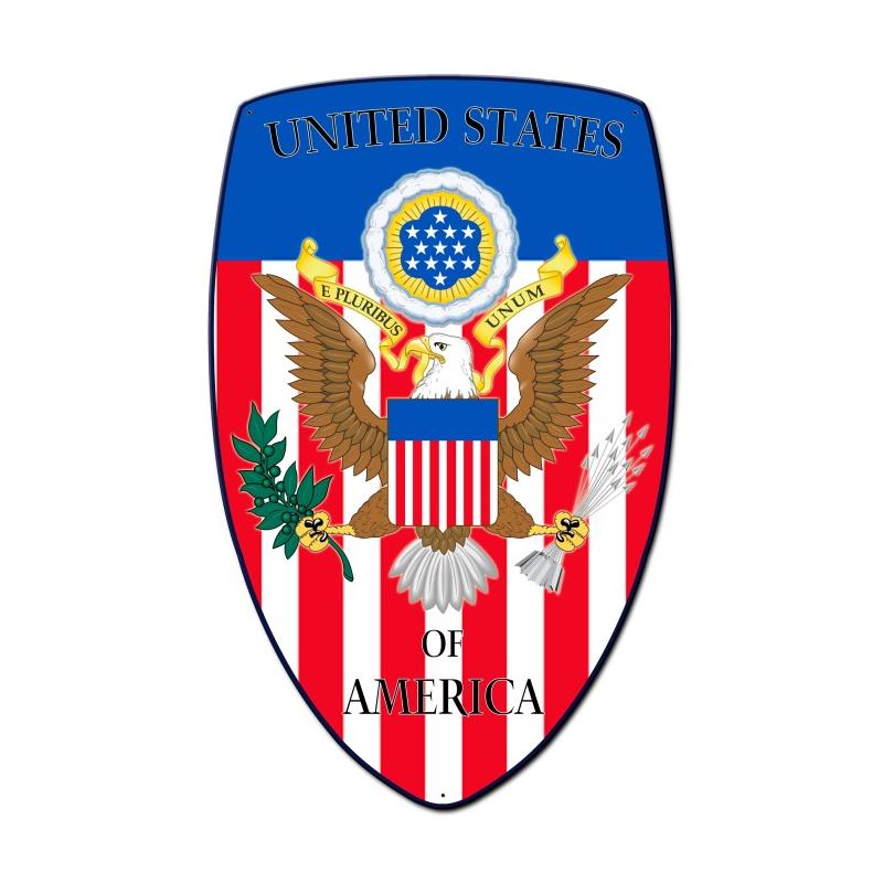 USA Shield, Travel, Custom Metal Shape, 21 X 32 Inches