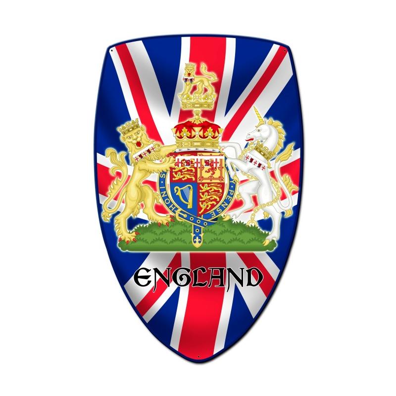 England Shield, Travel, Custom Metal Shape, 21 X 32 Inches