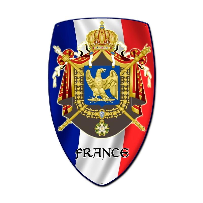 France Shield, Travel, Custom Metal Shape, 15 X 24 Inches