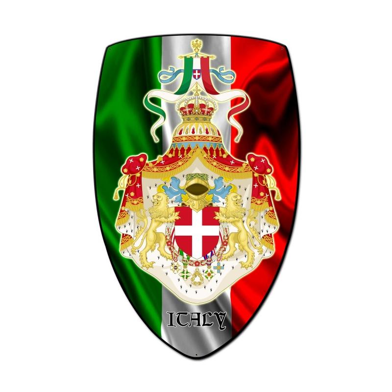 Italy Shield, Travel, Custom Metal Shape, 21 X 32 Inches