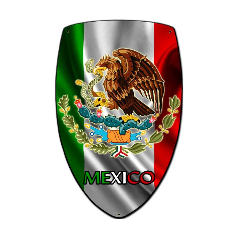 Mexico Shield, Travel, Custom Metal Shape, 7 X 10 Inches
