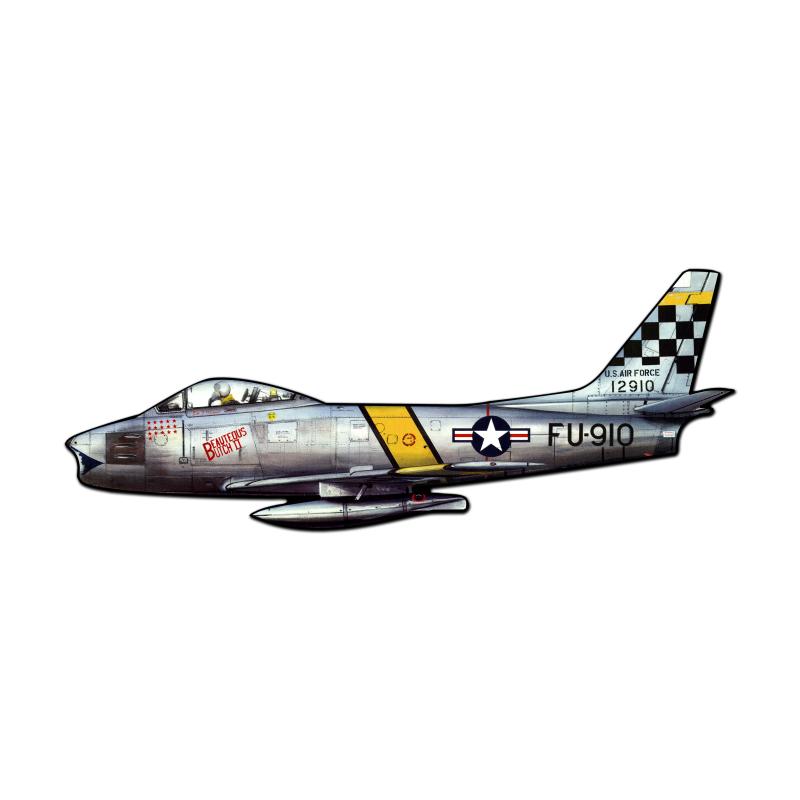 F86 Sabre, Allied Military, Custom Metal Shape, 42 X 17 Inches