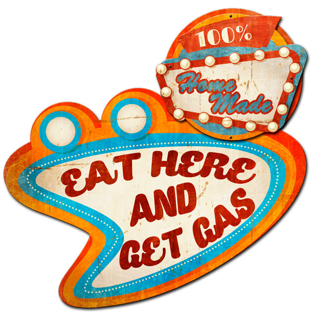 EAT HERE GET GAS, 3D Metal Art, 3D PLASMA PERSONALIZED, 30 X 27 Inches