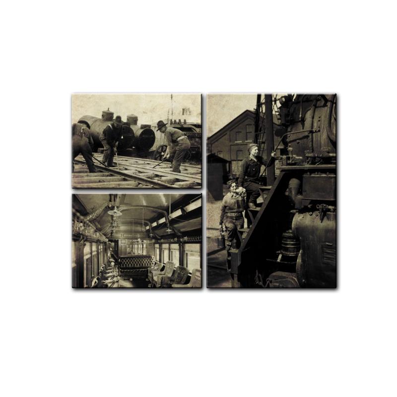 Historical Railroad, Train and Rail, Triptych, 34 X 24 Inches