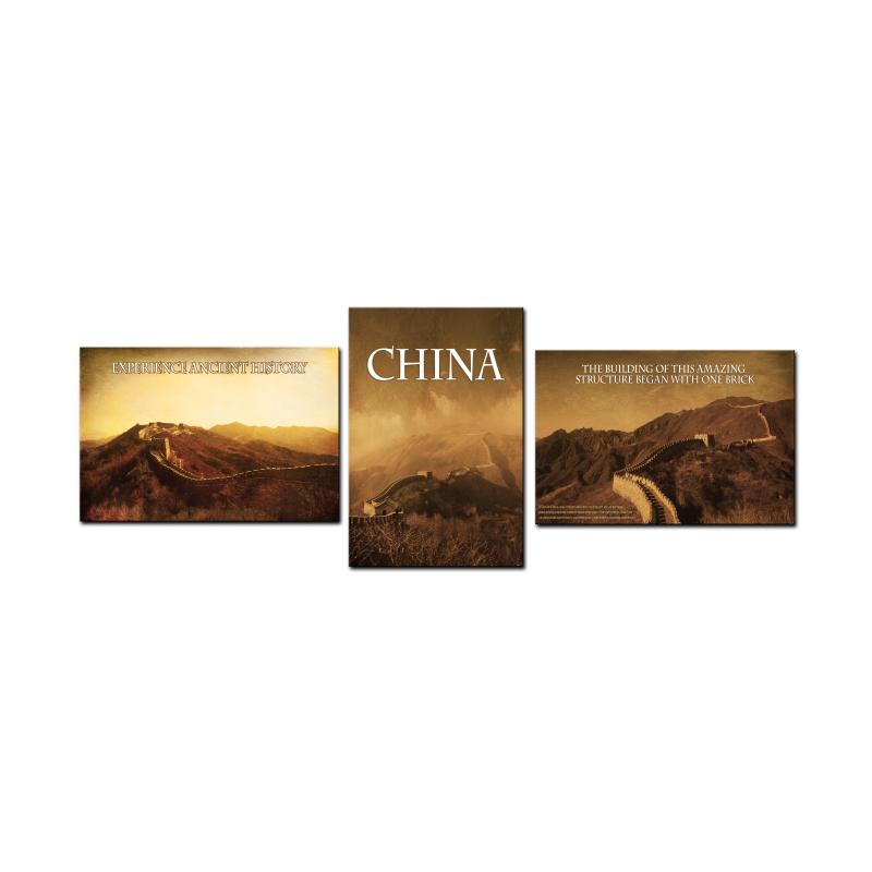 Great Wall Of China Triptych, Home and Garden, Triptych, 64 X 24 Inches