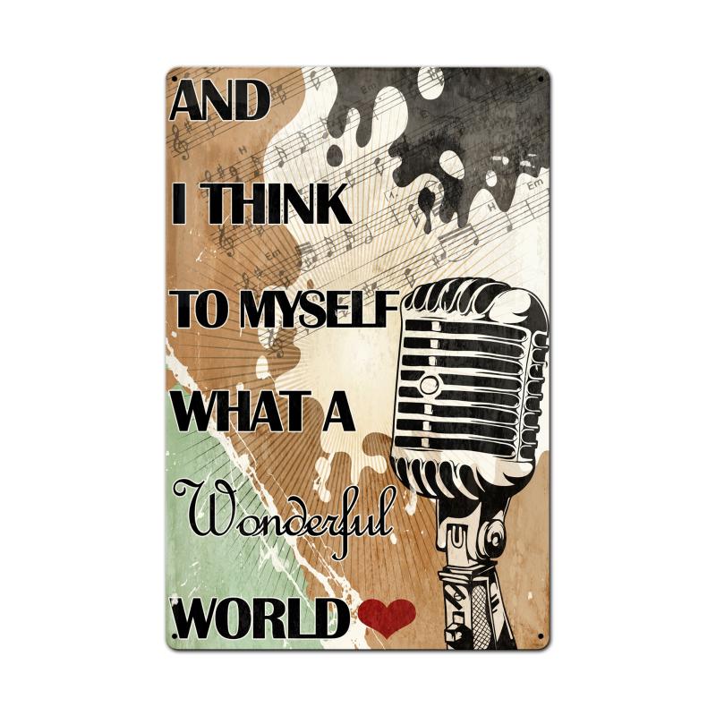 What A Wonderful World Lyrics, Nostalgic, Metal Sign, 16 X 24 Inches