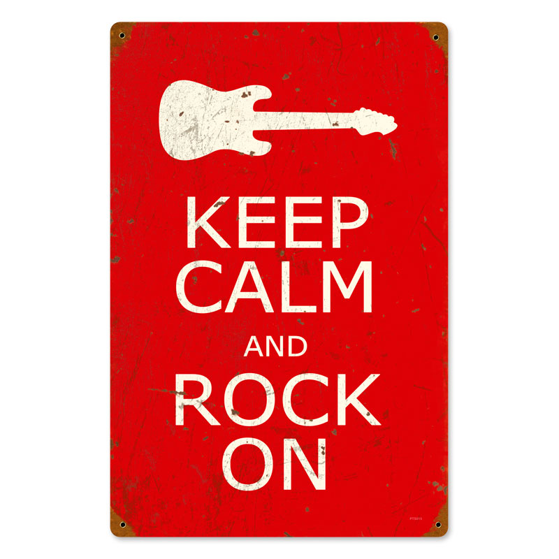Keep Calm and Rock On, Humor, Vintage Metal Sign, 12 X 18 Inches