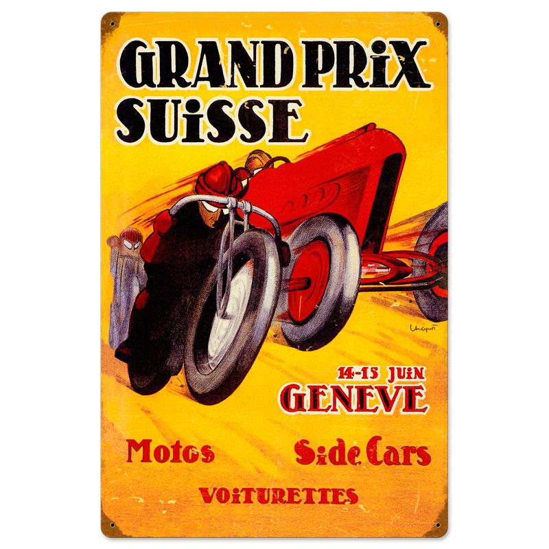 Swiss Grand Prix, Automotive, Vintage Metal Sign, 16 X 24 Inches