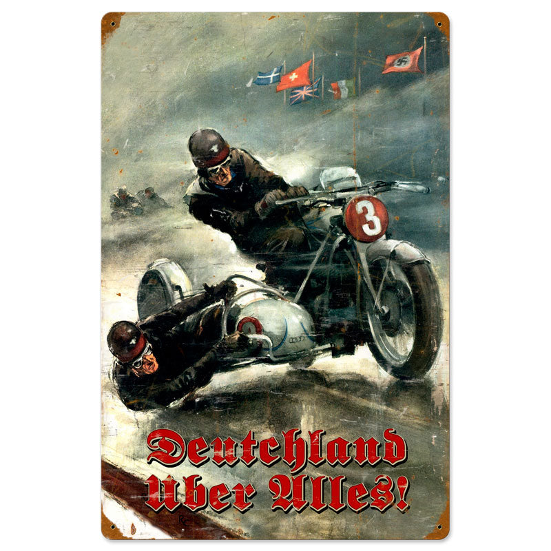 German Motorcycle, Automotive, Vintage Metal Sign, 16 X 24 Inches