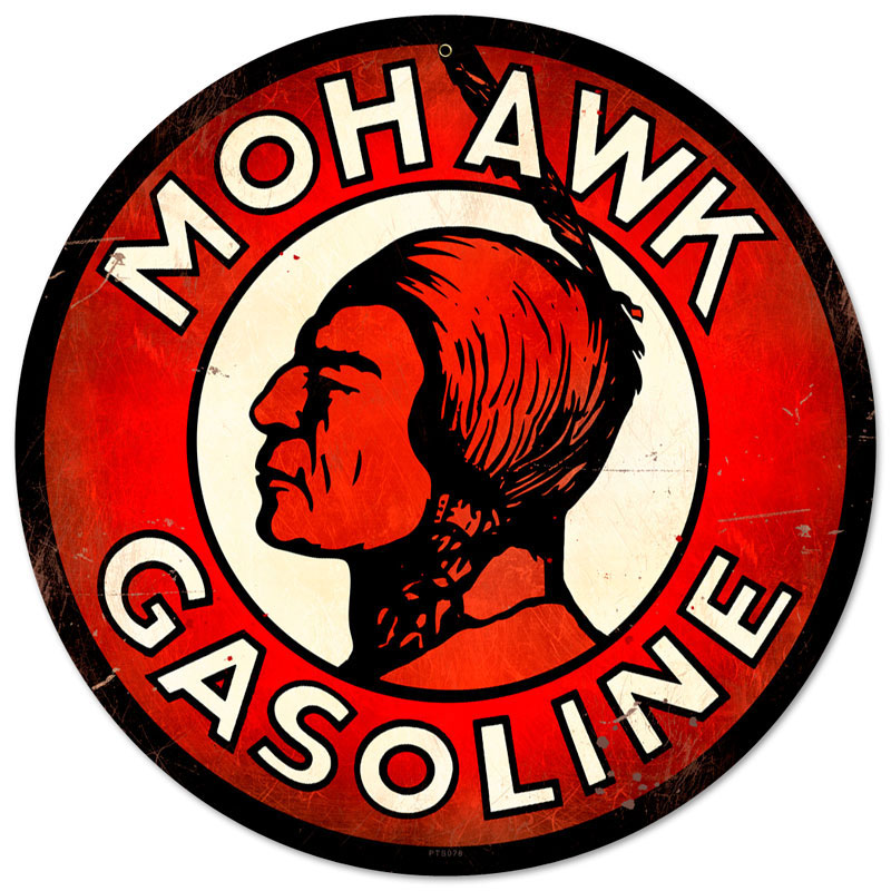 Mohawk Gasoline, Automotive, Round Metal Sign, 14 X 14 Inches