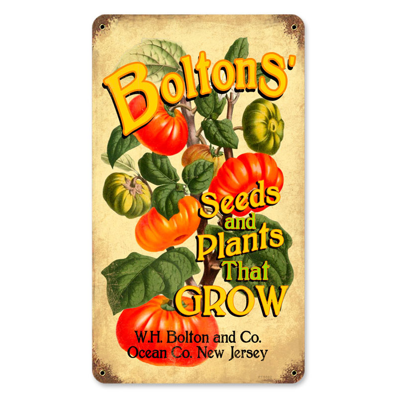 Bolton's Seeds, Food and Drink, Vintage Metal Sign, 8 X 14 Inches
